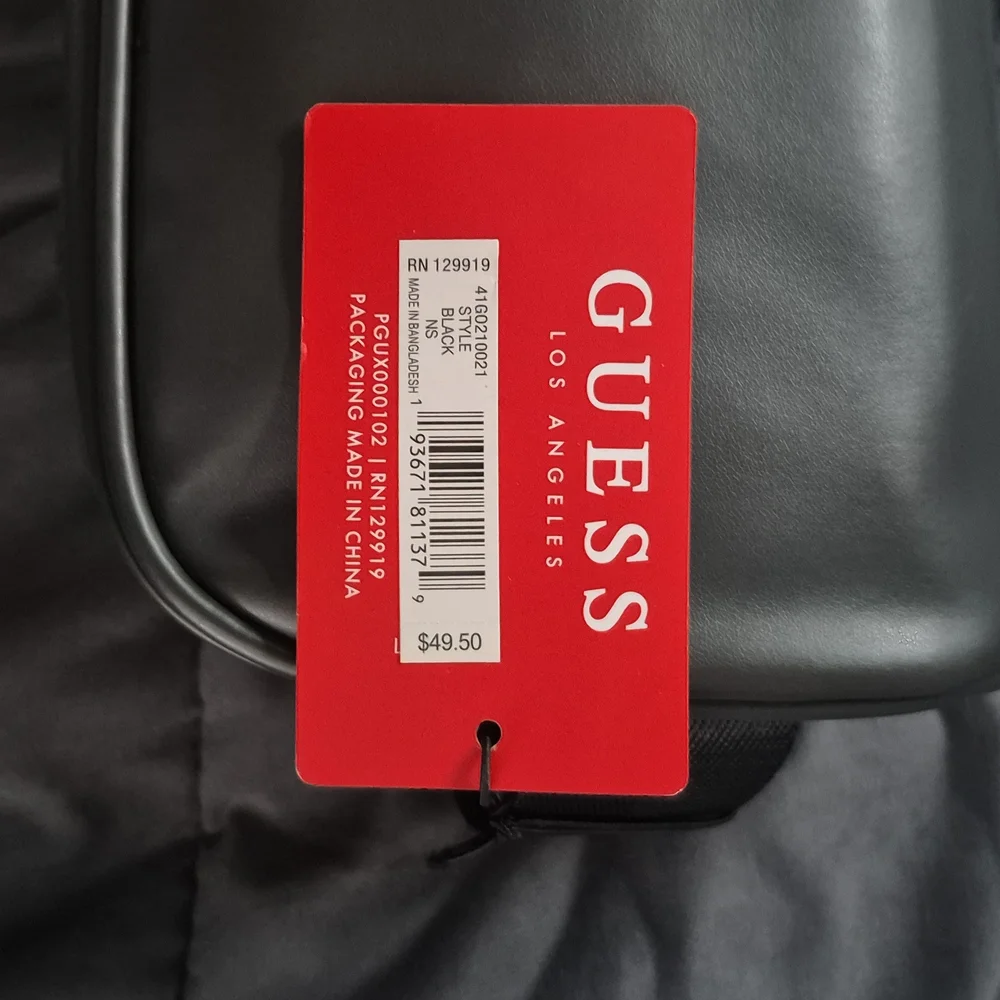 GUESS Black Travel Kit Bag with Red Accent